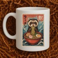Ferret Eating Ramen Kawaii Anime Pet Lover  Coffee Mug thumb 2