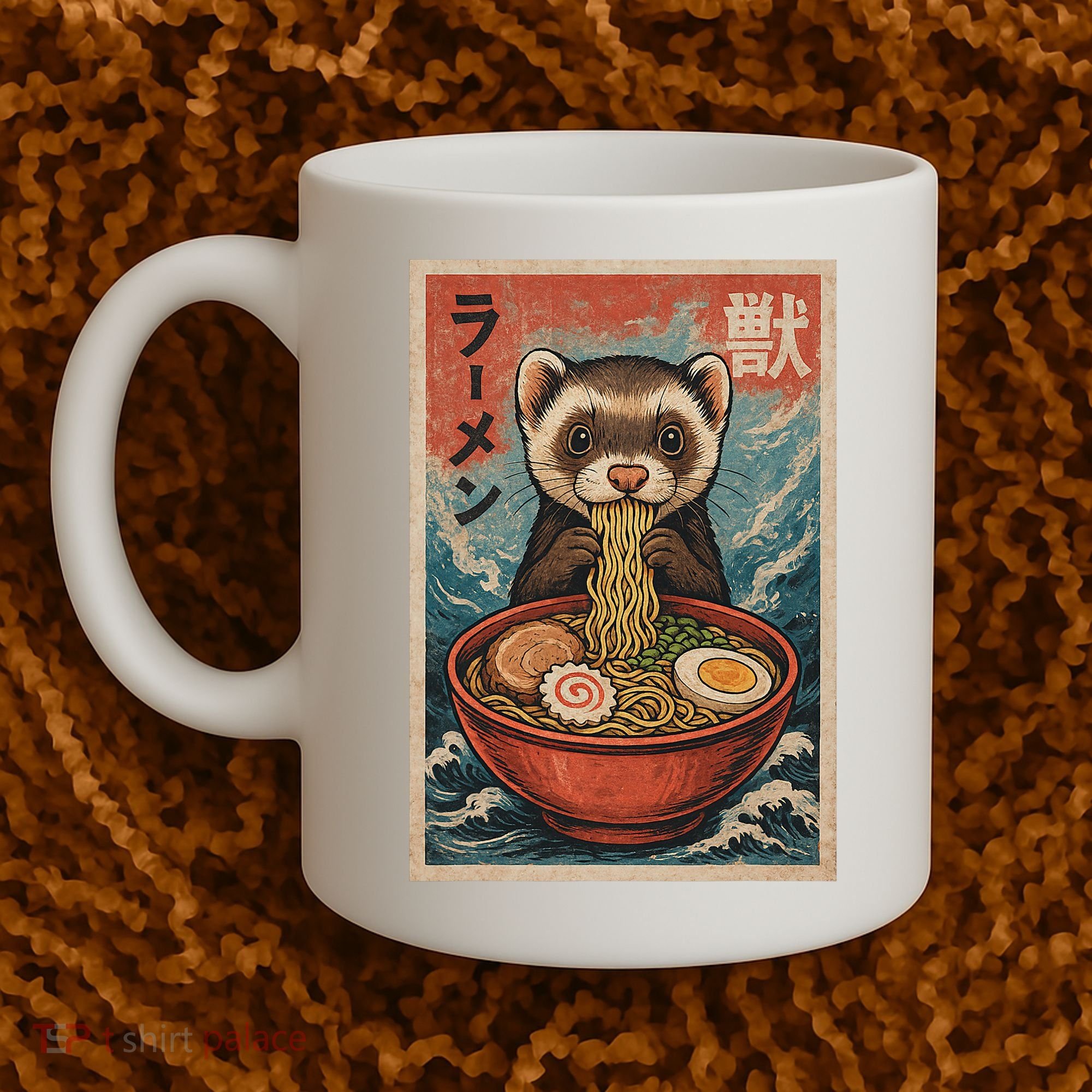 Ferret Eating Ramen Kawaii Anime Pet Lover  Coffee Mug