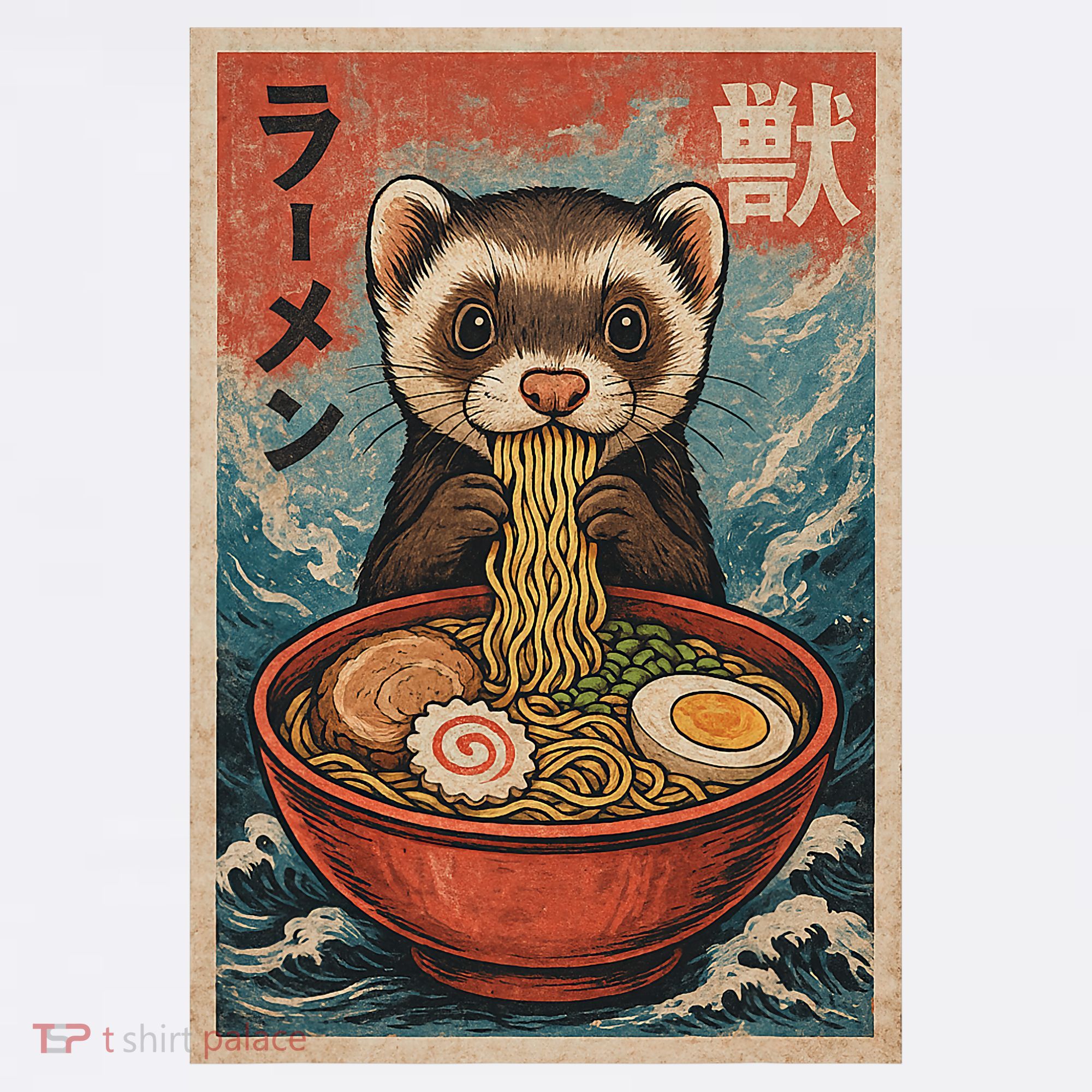 Ferret Eating Ramen Kawaii Anime Pet Lover  Women's Hoodie