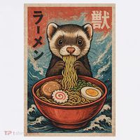 Ferret Eating Ramen Kawaii Anime Pet Lover  Mousepad thumb 1