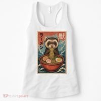 Ferret Eating Ramen Kawaii Anime Pet Lover  Women's Tank Top thumb 0