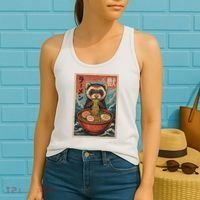 Ferret Eating Ramen Kawaii Anime Pet Lover  Women's Tank Top thumb 2