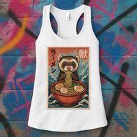 Ferret Eating Ramen Kawaii Anime Pet Lover  Women's Tank Top thumb 3