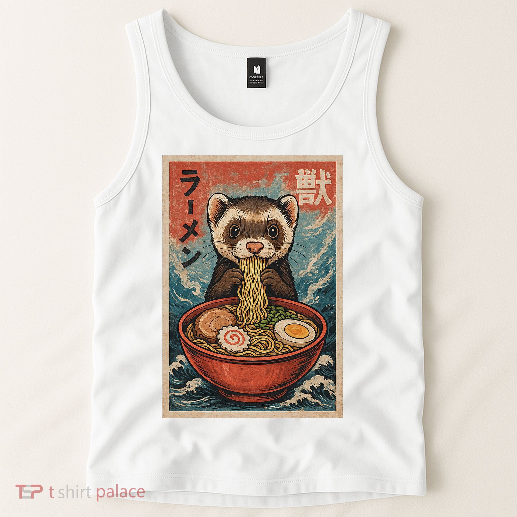 Ferret Eating Ramen Kawaii Anime Pet Lover  Tank Top