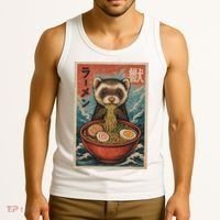 Ferret Eating Ramen Kawaii Anime Pet Lover  Tank Top thumb 3