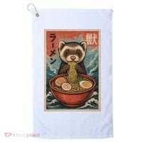 Ferret Eating Ramen Kawaii Anime Pet Lover  Golf Towel thumb 0