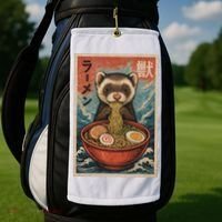 Ferret Eating Ramen Kawaii Anime Pet Lover  Golf Towel thumb 2