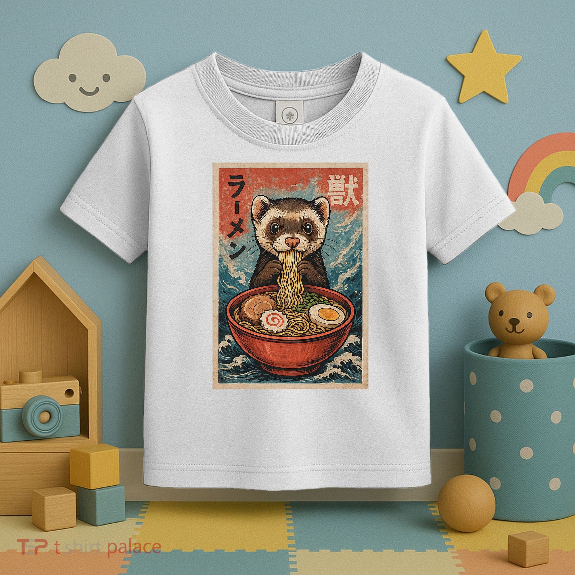 Ferret Eating Ramen Kawaii Anime Pet Lover  Toddler T-Shirt