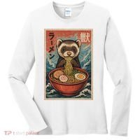 Ferret Eating Ramen Kawaii Anime Pet Lover  Women's Long Sleeve Shirt thumb 0