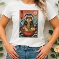 Ferret Eating Ramen Kawaii Anime Pet Lover  Women's T-Shirt thumb 2