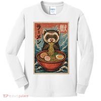 Ferret Eating Ramen Kawaii Anime Pet Lover  Kids Long Sleeve Shirt thumb 0