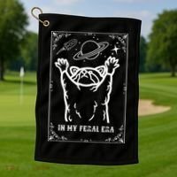 Feral Era Raccoon Cosmic Adventure Golf Towel thumb 1