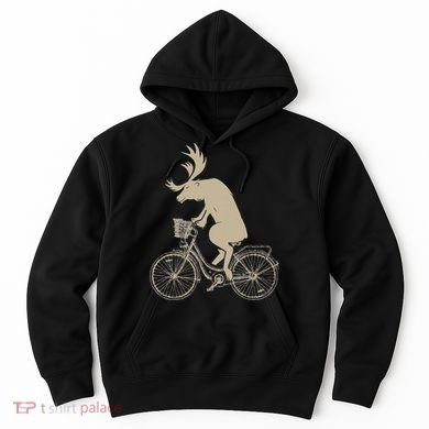 Funny Elk Riding A Cycle Animal Lover Gift Hoodie