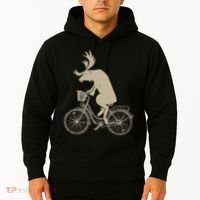 Funny Elk Riding A Cycle Animal Lover Gift Hoodie thumb 2