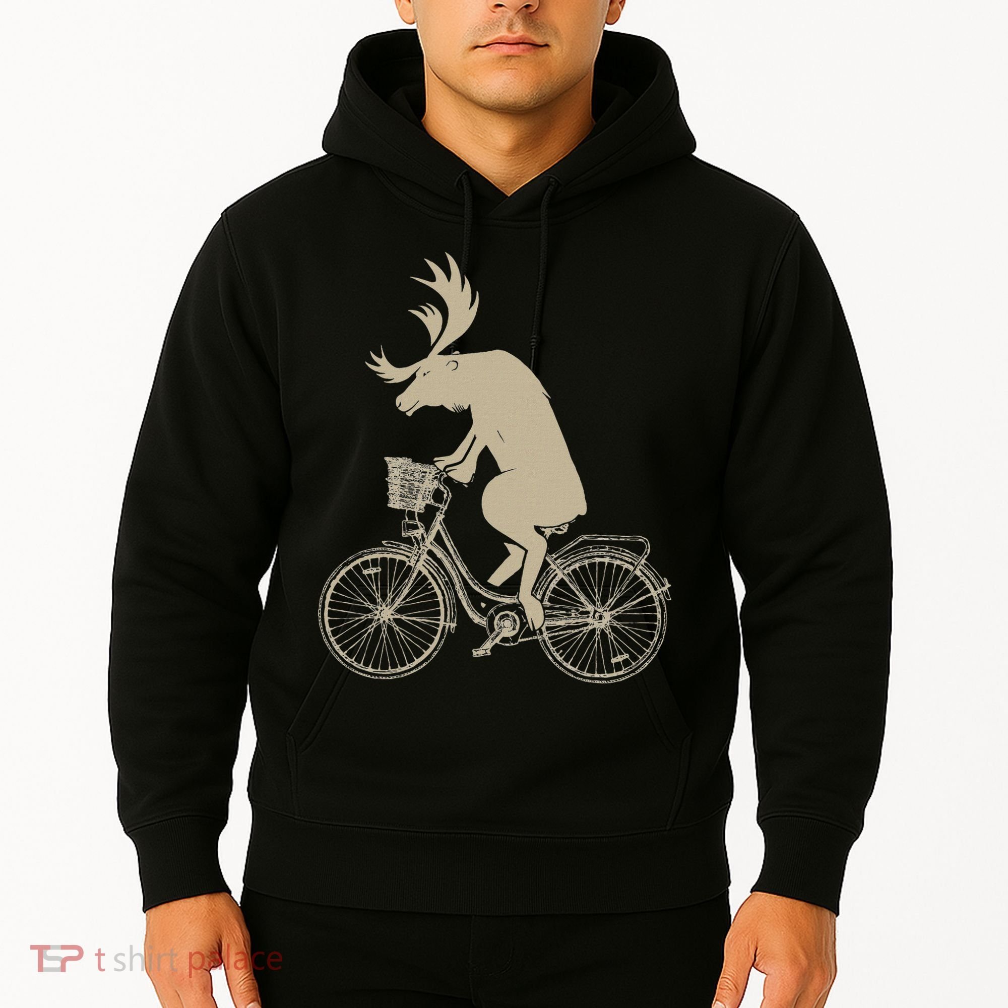 Funny Elk Riding A Cycle Animal Lover Gift Hoodie
