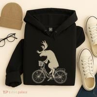 Funny Elk Riding A Cycle Animal Lover Gift Hoodie thumb 4