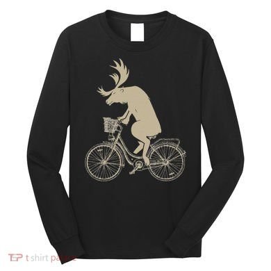 Funny Elk Riding A Cycle Animal Lover Gift Long Sleeve Shirt