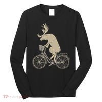 Funny Elk Riding A Cycle Animal Lover Gift Long Sleeve Shirt thumb 0