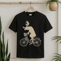 Funny Elk Riding A Cycle Animal Lover Gift T-Shirt thumb 2