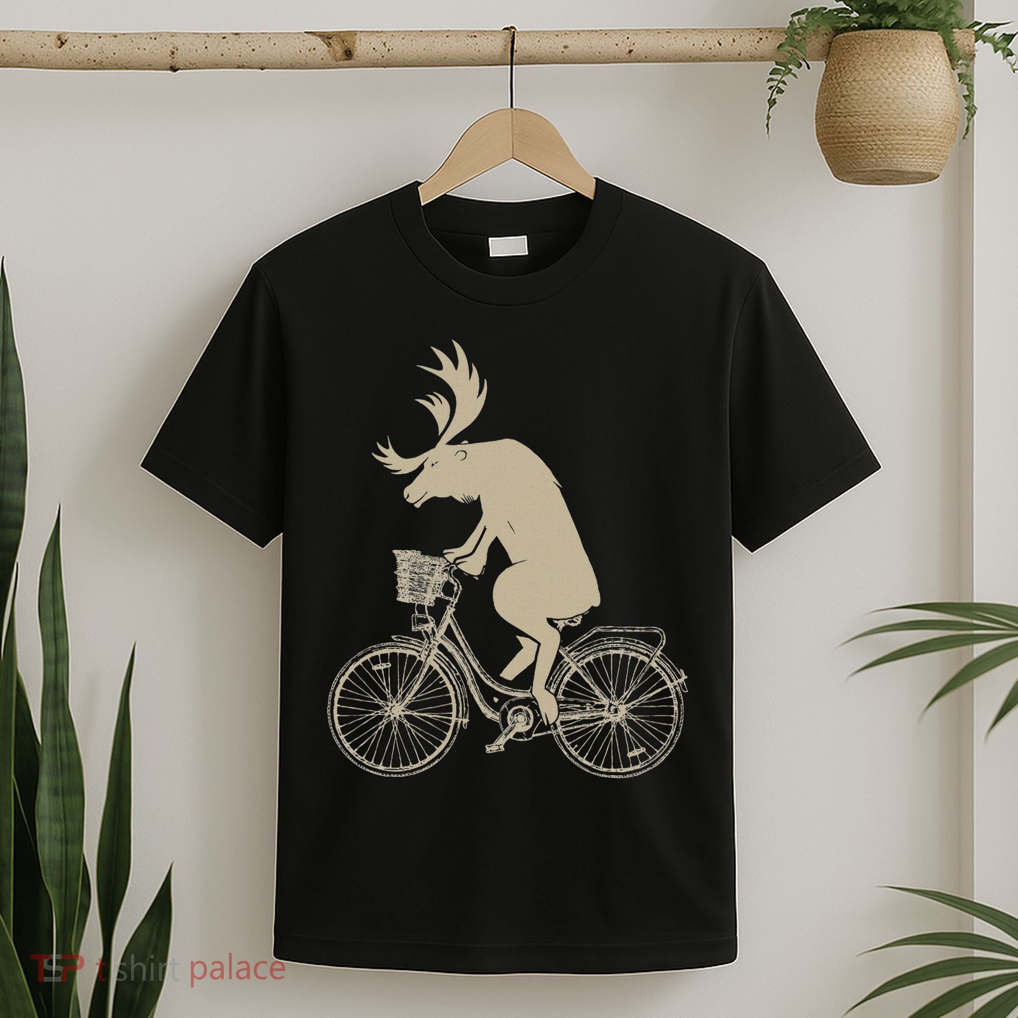 Funny Elk Riding A Cycle Animal Lover Gift T-Shirt