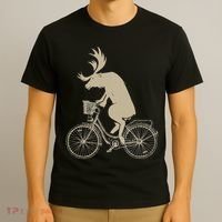 Funny Elk Riding A Cycle Animal Lover Gift T-Shirt thumb 3
