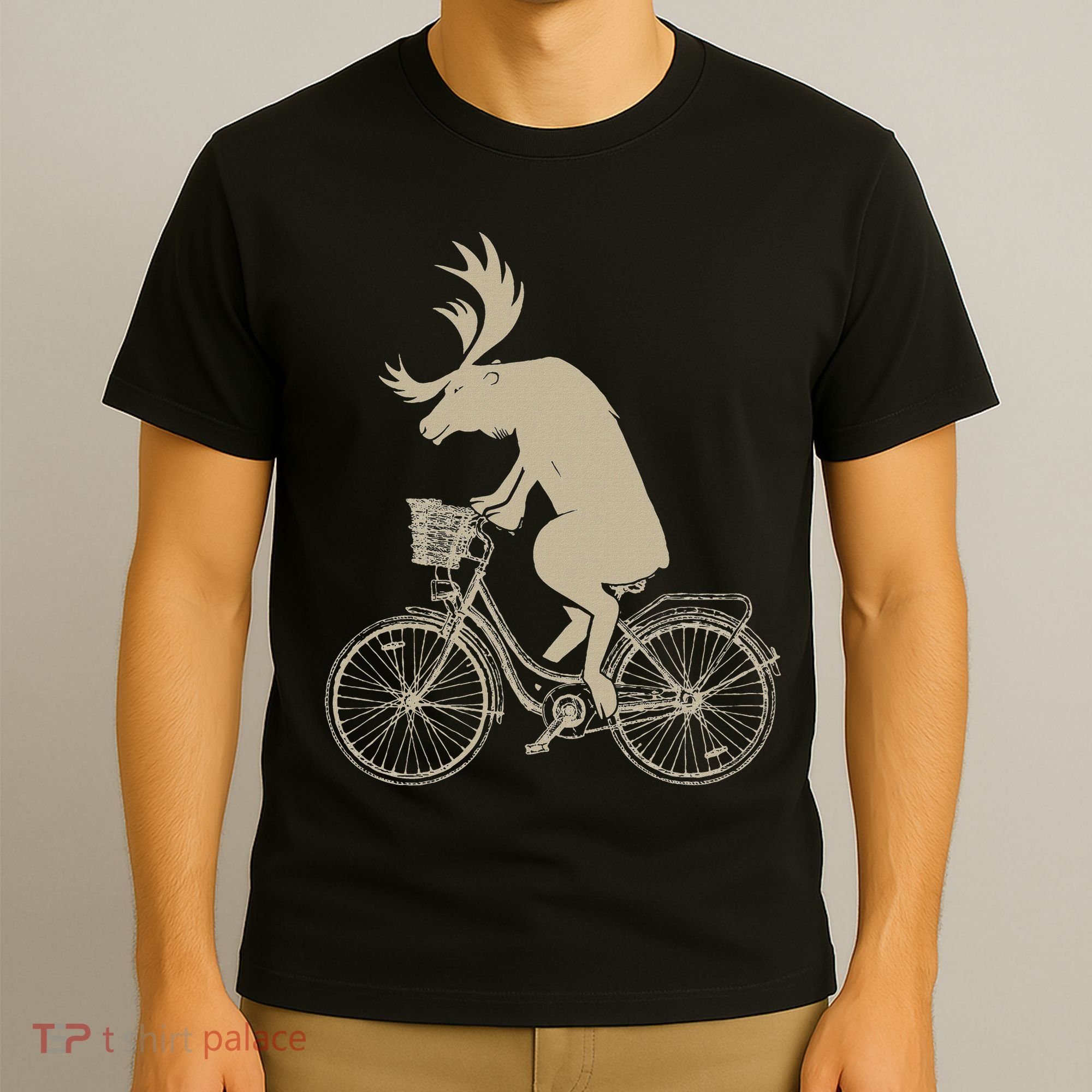 Funny Elk Riding A Cycle Animal Lover Gift T-Shirt