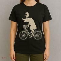 Funny Elk Riding A Cycle Animal Lover Gift T-Shirt thumb 4