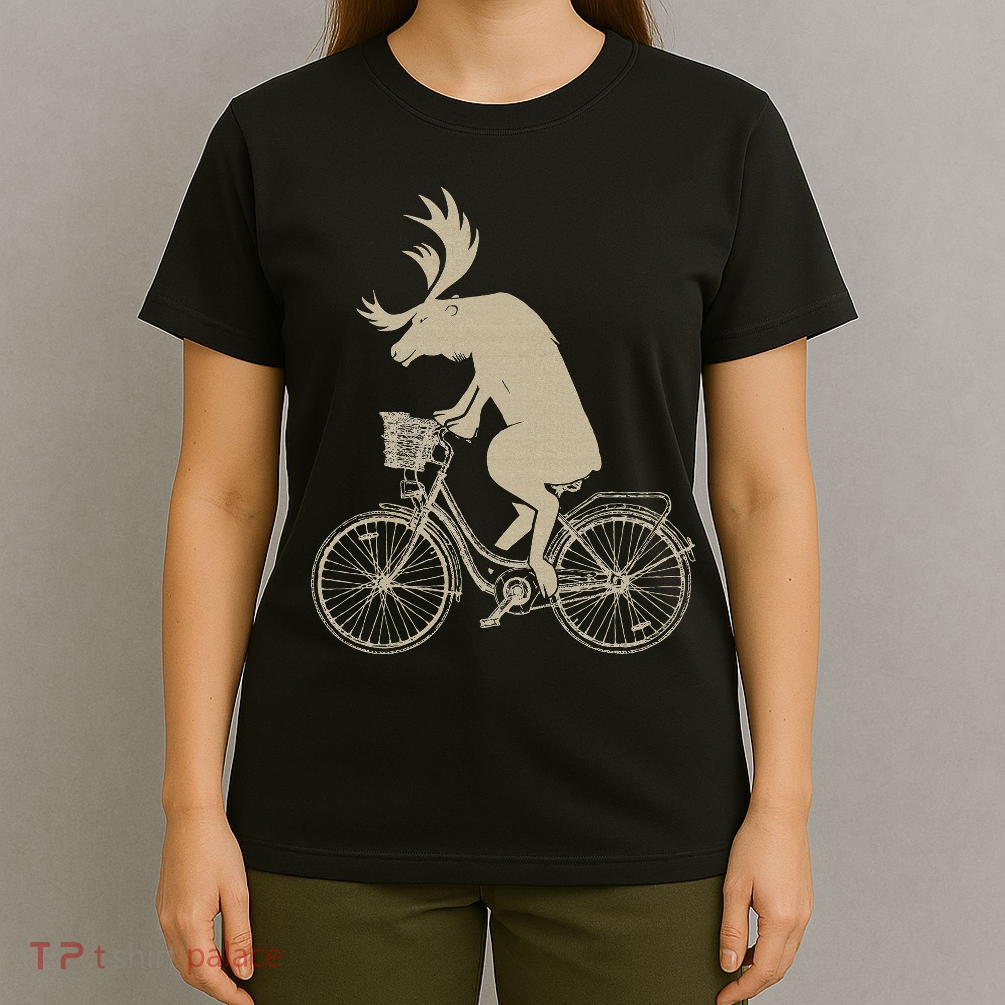 Funny Elk Riding A Cycle Animal Lover Gift T-Shirt