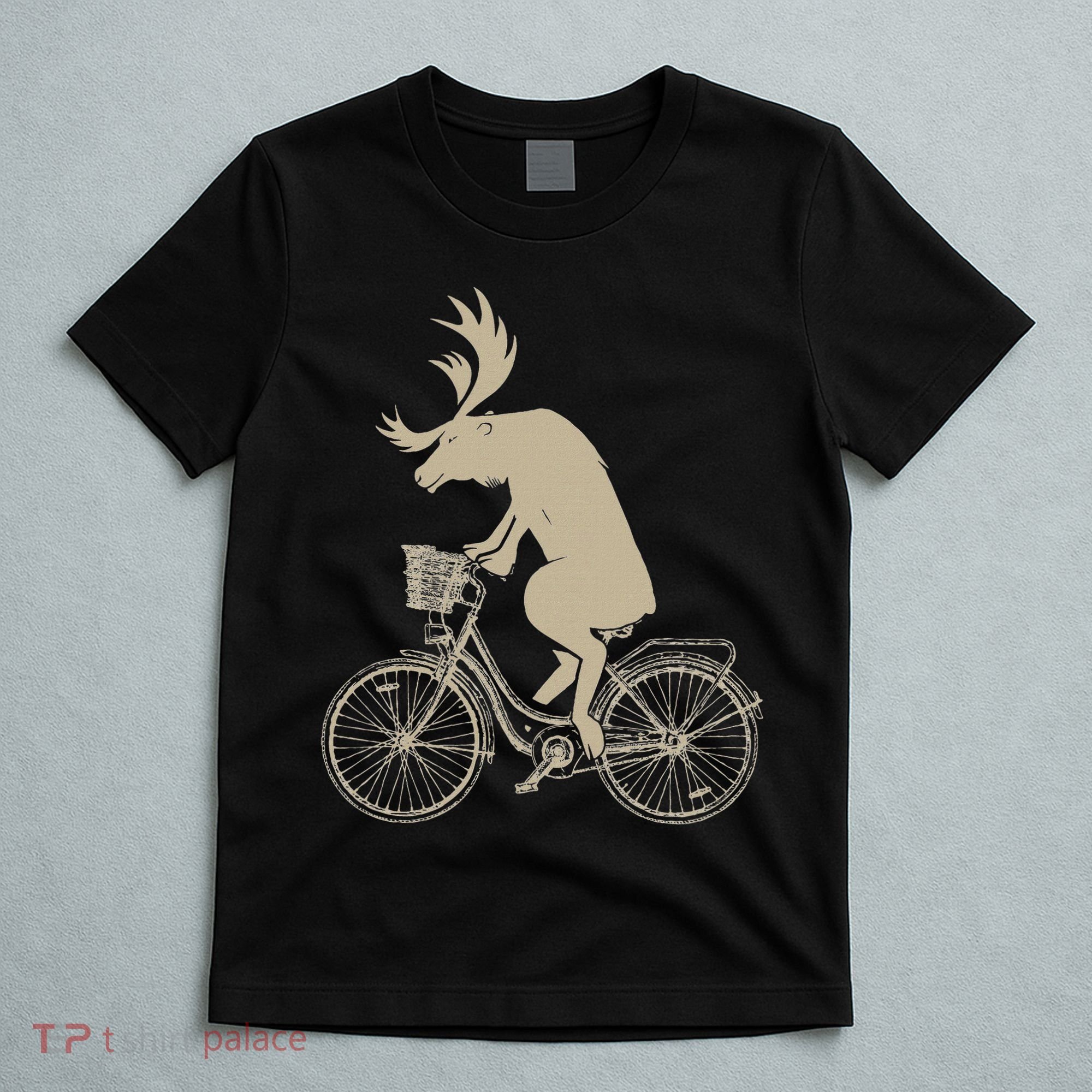 Funny Elk Riding A Cycle Animal Lover Gift T-Shirt