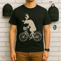 Funny Elk Riding A Cycle Animal Lover Gift T-Shirt thumb 6