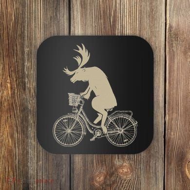 Funny Elk Riding A Cycle Animal Lover Gift Coaster