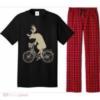 Funny Elk Riding A Cycle Animal Lover Gift Pajama Set thumb 0