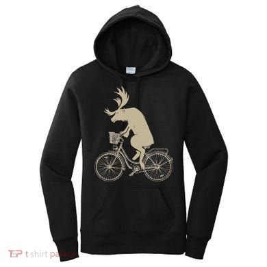 Funny Elk Riding A Cycle Animal Lover Gift Women's Hoodie