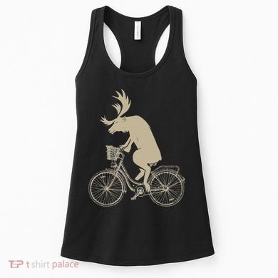 Funny Elk Riding A Cycle Animal Lover Gift Women's Tank Top