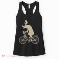Funny Elk Riding A Cycle Animal Lover Gift Women's Tank Top thumb 0