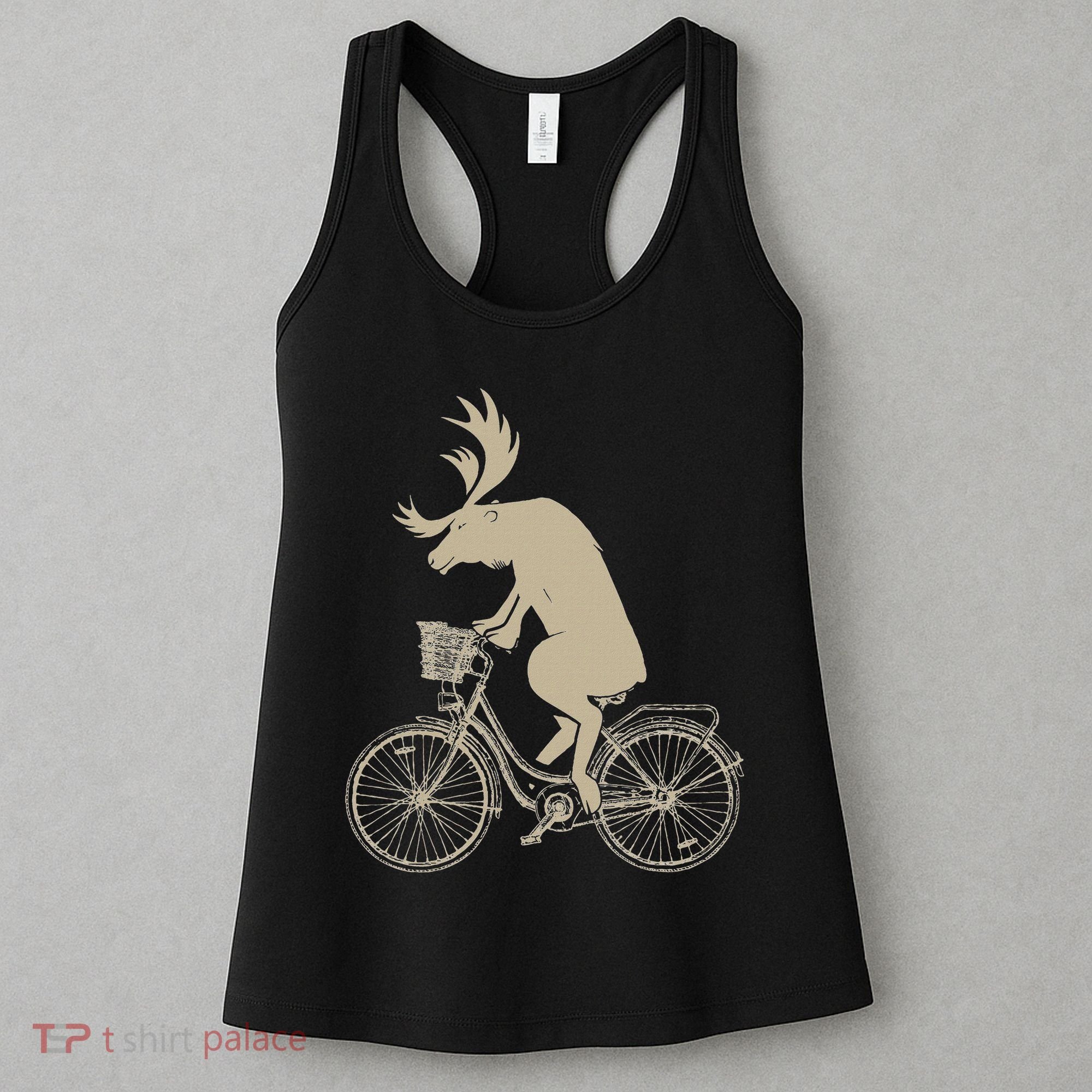 Funny Elk Riding A Cycle Animal Lover Gift Women's Tank Top