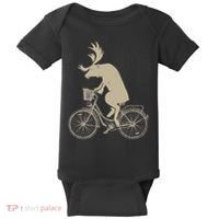 Funny Elk Riding A Cycle Animal Lover Gift Baby Bodysuit thumb 0