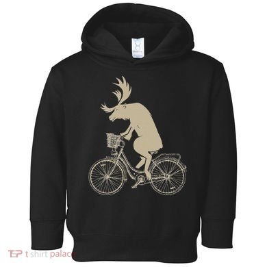 Funny Elk Riding A Cycle Animal Lover Gift Toddler Hoodie