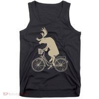 Funny Elk Riding A Cycle Animal Lover Gift Tank Top thumb 0