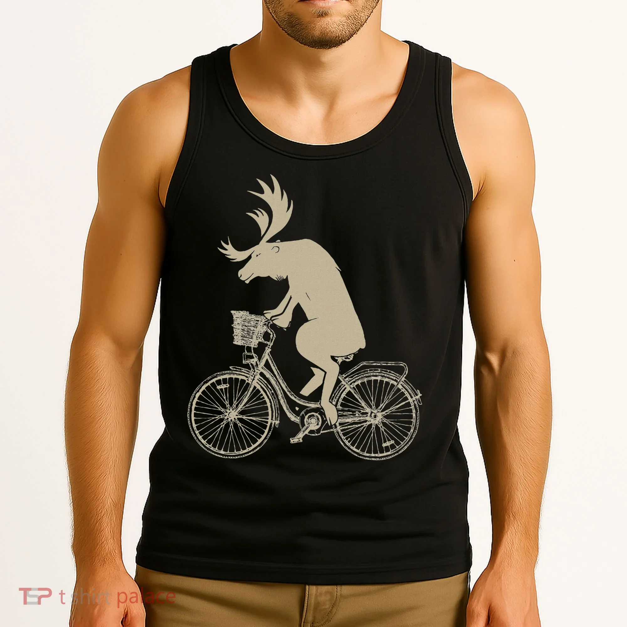 Funny Elk Riding A Cycle Animal Lover Gift Tank Top