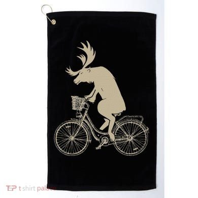 Funny Elk Riding A Cycle Animal Lover Gift Golf Towel