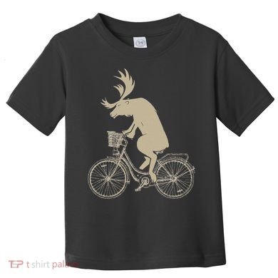 Funny Elk Riding A Cycle Animal Lover Gift Toddler T-Shirt