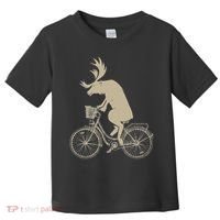 Funny Elk Riding A Cycle Animal Lover Gift Toddler T-Shirt thumb 0