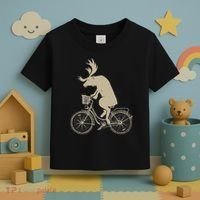 Funny Elk Riding A Cycle Animal Lover Gift Toddler T-Shirt thumb 3