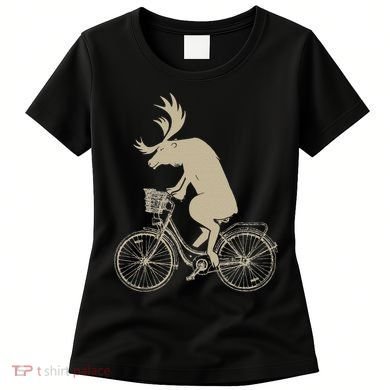 Funny Elk Riding A Cycle Animal Lover Gift Women's T-Shirt