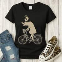 Funny Elk Riding A Cycle Animal Lover Gift Women's T-Shirt thumb 3