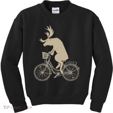 Funny Elk Riding A Cycle Animal Lover Gift Kids Sweatshirt