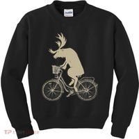 Funny Elk Riding A Cycle Animal Lover Gift Kids Sweatshirt thumb 0