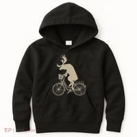 Funny Elk Riding A Cycle Animal Lover Gift Kids Hoodie thumb 0