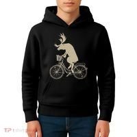 Funny Elk Riding A Cycle Animal Lover Gift Kids Hoodie thumb 4